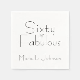 Minimalist Black 60 & Fabulous 60th Birthday Party Pappersservett