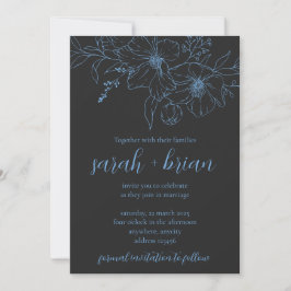 Minimalist Black and Blue Wedding Invitation Card Inbjudningar