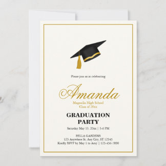 Minimalist Black and Gold Graduation Party Inbjudningar