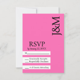 Minimalist Black and Hot Pink Magenta RSVP card OSA Kort