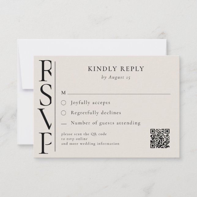 Minimalist Black and Ivory Modern Wedding RSVP OSA Kort (Framsida)