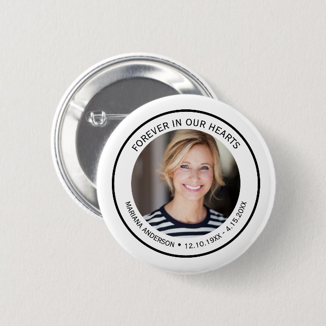 Minimalist Black and White Forever in our Hearts  Knapp (Framsida & baksida)