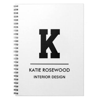 Minimalist Black and White Modern Monogram Case-Ma Anteckningsbok