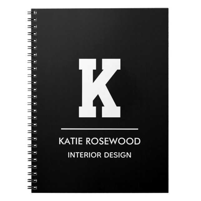 Minimalist Black and White Modern Monogram Case-Ma Anteckningsbok (Framsidan)