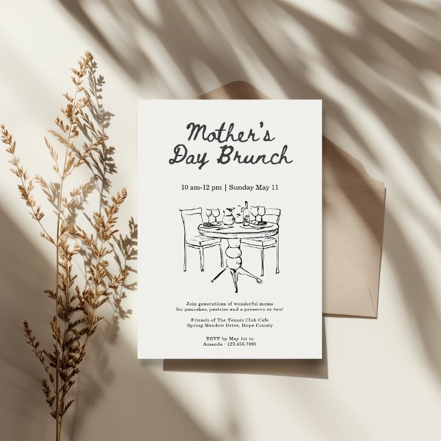 Minimalist Black and White Mother's Day Brunch Inbjudningar (Skapare uppladdad)