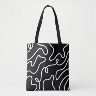 Minimalist Black and White Wavy Line Art  Tygkasse