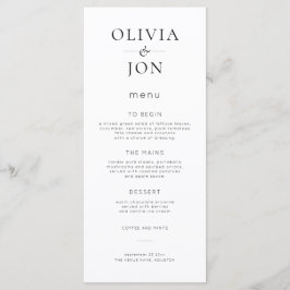 Minimalist Black and White Wedding Meny
