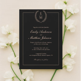 Minimalist Black Blush Wedding Invitation Inbjudningar