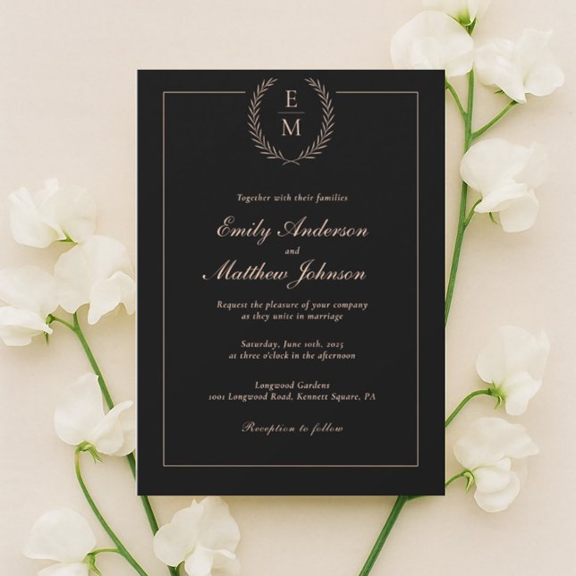 Minimalist Black Blush Wedding Invitation Inbjudningar (Skapare uppladdad)