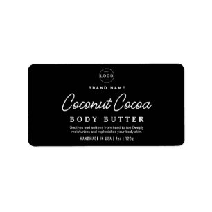 Minimalist Black Body SCrub Cosmetic Burk Product  Adressetikett