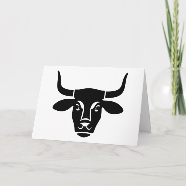 Minimalist Black Bull Head Ox Silhouette Kort (Framsida)