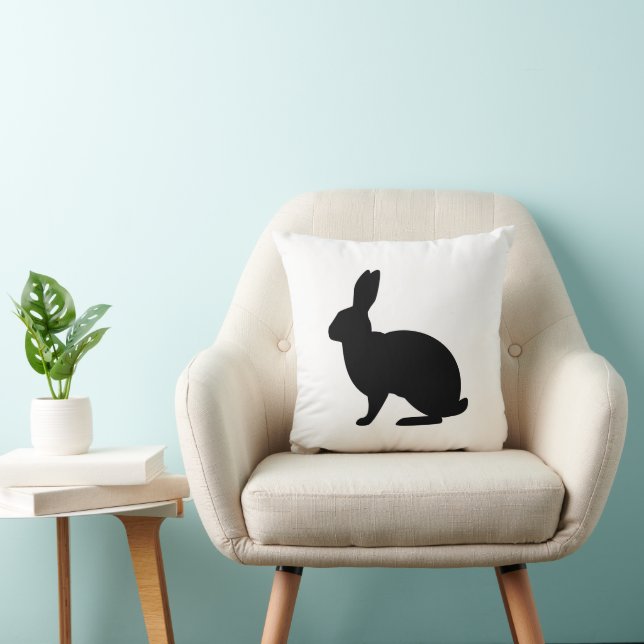 Minimalist Black Bunny Silhouette On White Easter Kudde (Stol)