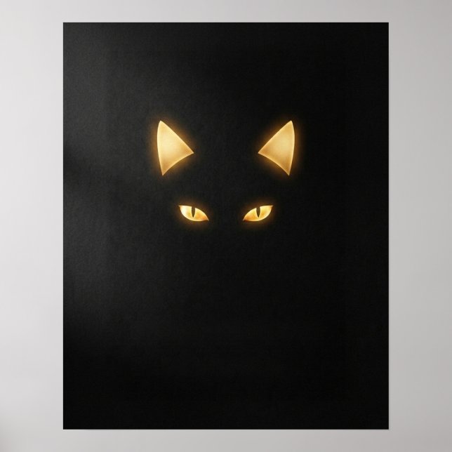 Minimalist Black Cat Art Print Poster (Framsidan)