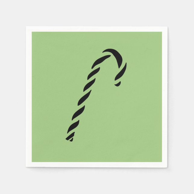 Minimalist Black Christmas Candy cane Pappersservett (Framsidan)
