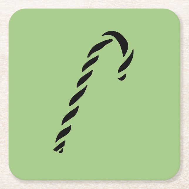 Minimalist Black Christmas Candy cane Underlägg Papper Kvadrat (Framsidan)