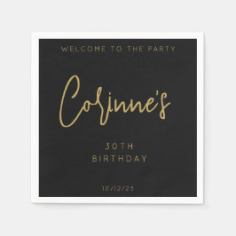 Minimalist Black Gold 30th Birthday Party Pappersservett