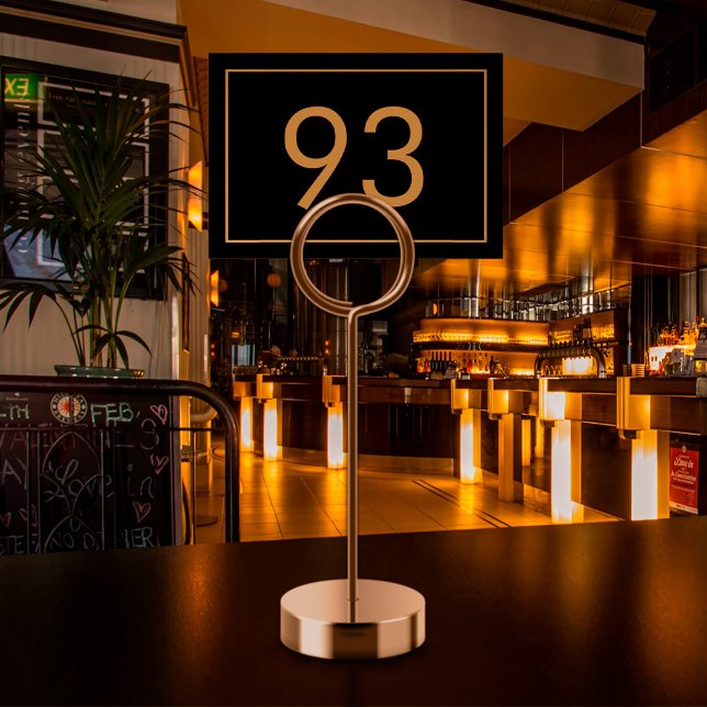 Minimalist Black Gold Text Restaurant  Bordsnummer (Minimalist Black Gold Text Restaurant Table Number)