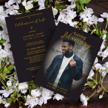 Minimalist Black Gradient Overlay Photo Funeral