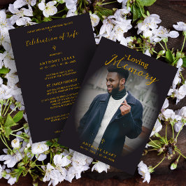 Minimalist Black Gradient Overlay Photo Funeral Inbjudningar