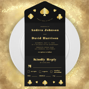 Minimalist Black Guld Vegas Casino Poker Bröllop