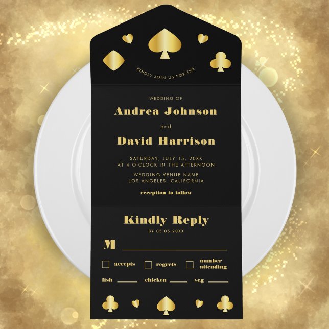 Minimalist Black Guld Vegas Casino Poker Bröllop (Skapare uppladdad)
