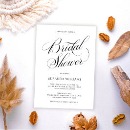 Minimalist Black Handwritten Script Bridal Shower Inbjudningar