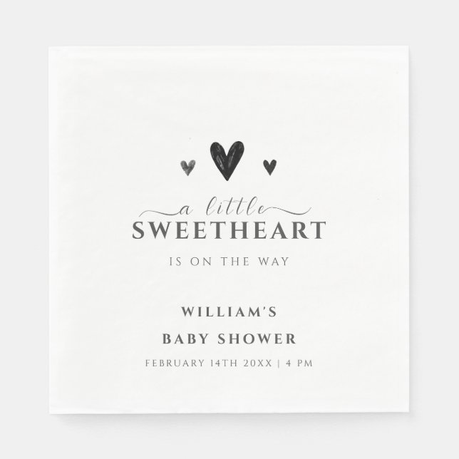 Minimalist Black Little Baby Shower Pappersservett (Framsidan)