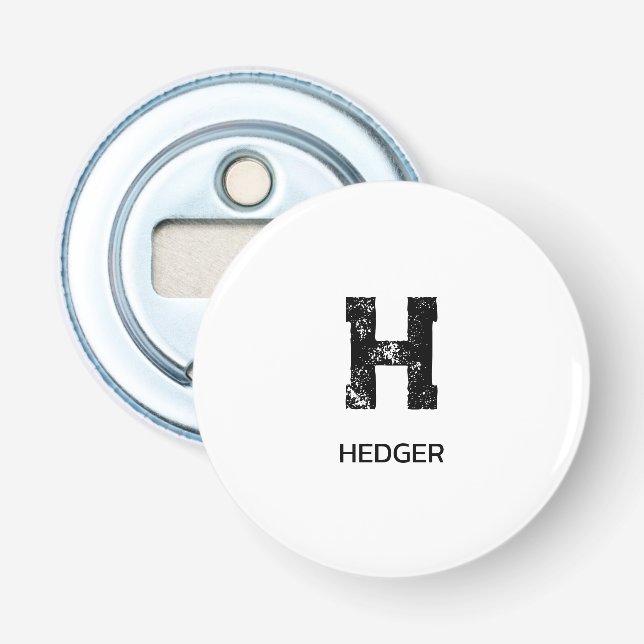 MINIMALIST BLACK ONE LETTER MONOGRAM NAME WHITE FLASKÖPPNARE (Framsidan)