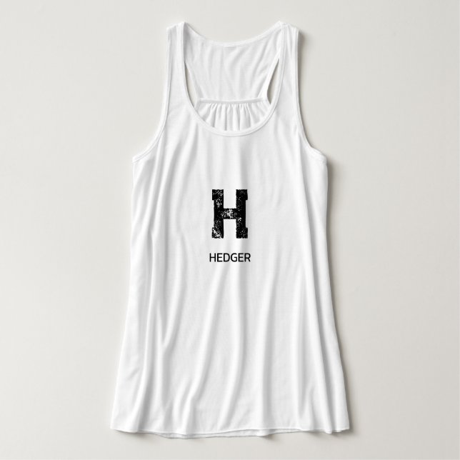 MINIMALIST BLACK ONE LETTER MONOGRAM NAME WHITE LINNE MED RACERBACK  (Design framsida)