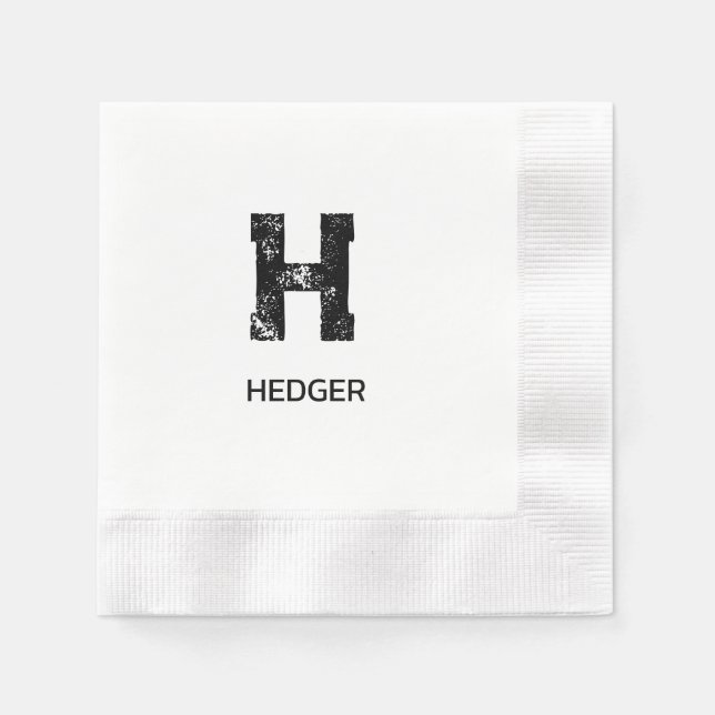 MINIMALIST BLACK ONE LETTER MONOGRAM NAME WHITE PAPPERSSERVETT (Framsidan)
