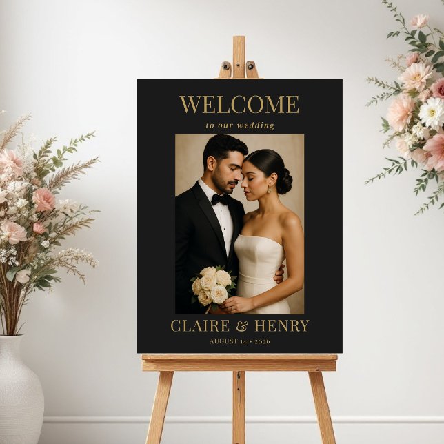 Minimalist Black Photo Modern Wedding Welcome  Poster (Skapare uppladdad)