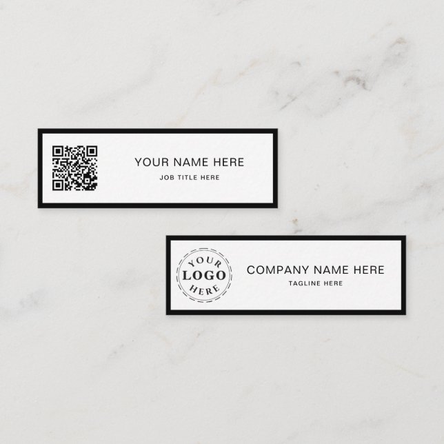 Minimalist Black Script QR White Calling Card (Fram/baksida)
