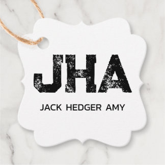 MINIMALIST BLACK THREE LETTER MONOGRAM NAME WHITE GÅVOR ETIKETTER