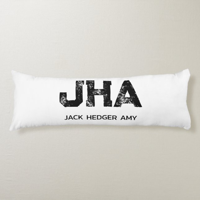 MINIMALIST BLACK THREE LETTER MONOGRAM NAME WHITE KROPPSKUDDE (Framsidan)