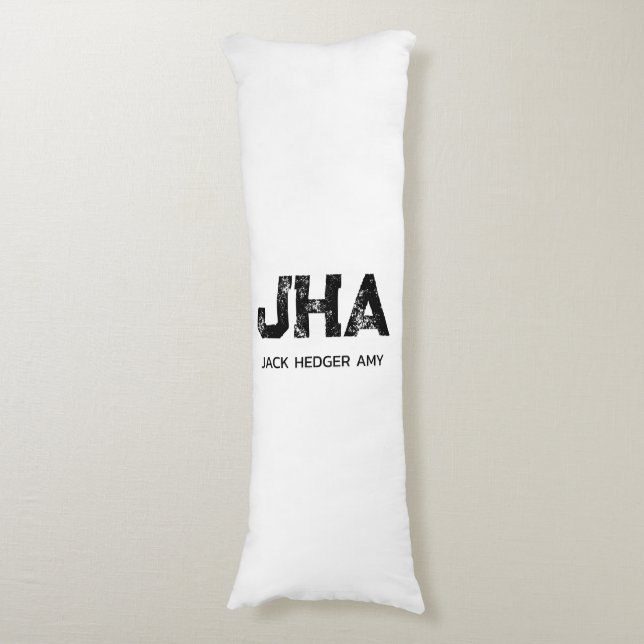 MINIMALIST BLACK THREE LETTER MONOGRAM NAME WHITE KROPPSKUDDE (Framsidan Vertikal)