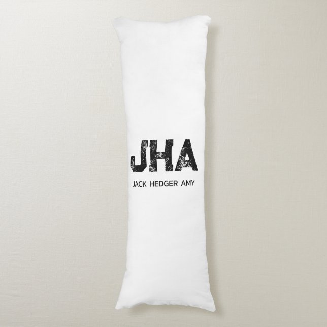 MINIMALIST BLACK THREE LETTER MONOGRAM NAME WHITE KROPPSKUDDE (Framsidan Vertikal)