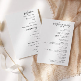 Minimalist Black Tie Wedding Ceremony Program