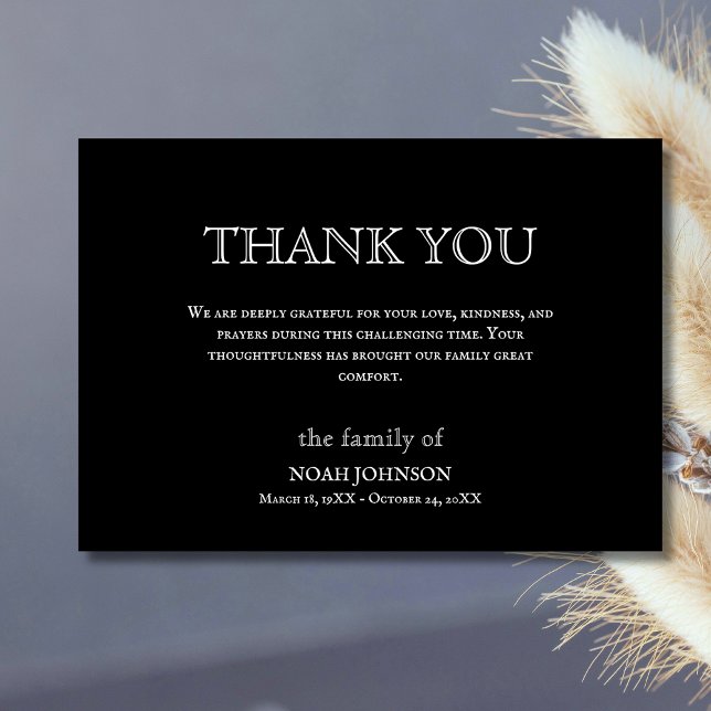 Minimalist Black Traditional Funeral Sympathy Tack Kort (Skapare uppladdad)