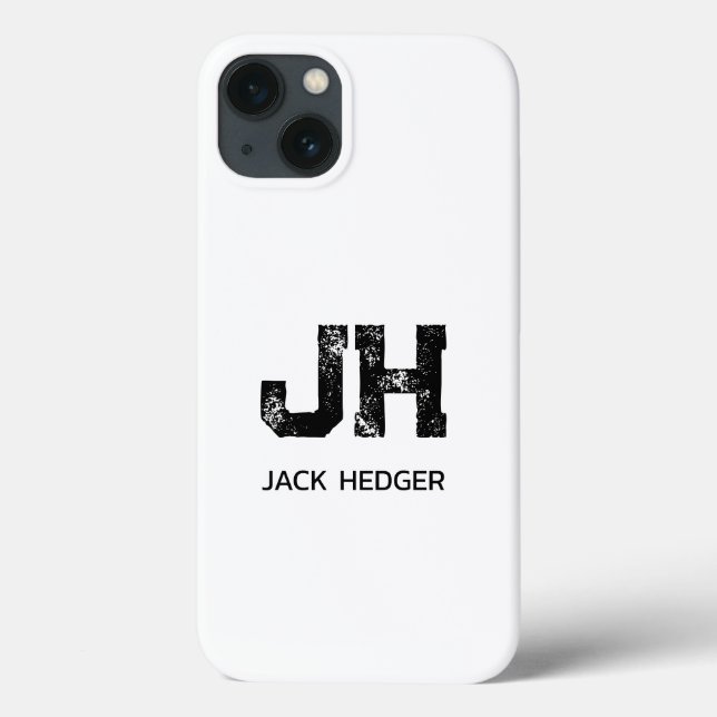 MINIMALIST BLACK TWO LETTER MONOGRAM NAME WHITE (Baksida)