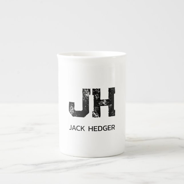 MINIMALIST BLACK TWO LETTER MONOGRAM NAME WHITE BENPORSLIN MUGG (Framsidan)