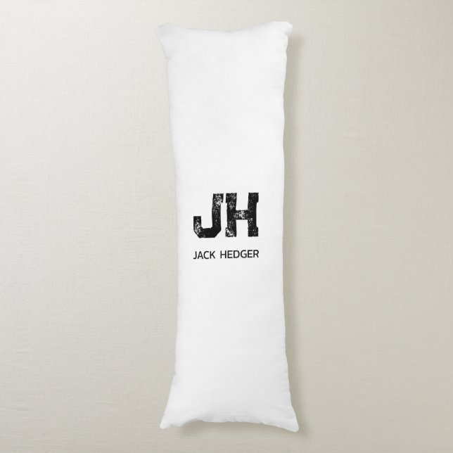 MINIMALIST BLACK TWO LETTER MONOGRAM NAME WHITE KROPPSKUDDE (Framsidan Vertikal)