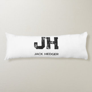 MINIMALIST BLACK TWO LETTER MONOGRAM NAME WHITE KROPPSKUDDE