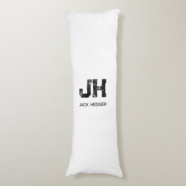 MINIMALIST BLACK TWO LETTER MONOGRAM NAME WHITE KROPPSKUDDE (Framsidan Vertikal)