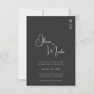  Minimalist Black Wedding QR code Invitation card Inbjudningar