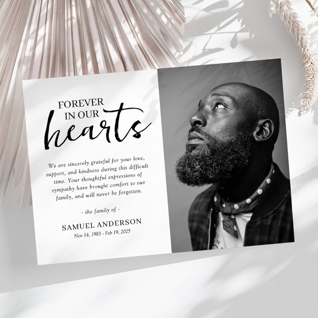 Minimalist Black & White Funeral Thank You Tack Kort (Skapare uppladdad)