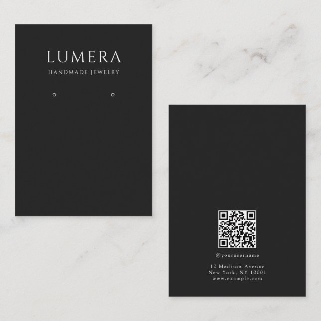 Minimalist Black & White Jewelry Display Card Visitkort (Fram/baksida)