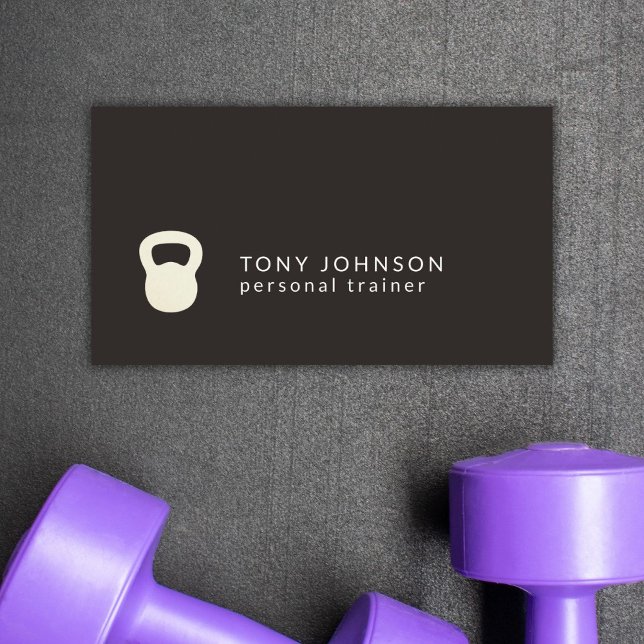 Minimalist Black White Kettlebell Personal Traine Visitkort (Skapare uppladdad)