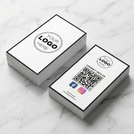 Minimalist Black White Modern QR Code Logo Visitkort