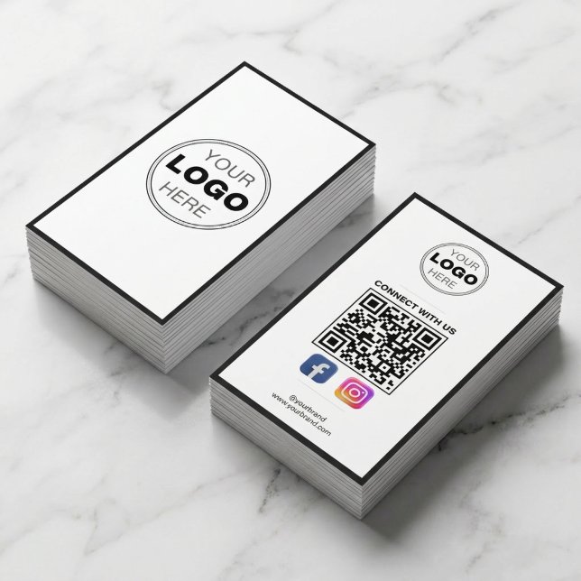 Minimalist Black White Modern QR Code Logo Visitkort (Modern Minimalist QR Code Business Card Design)