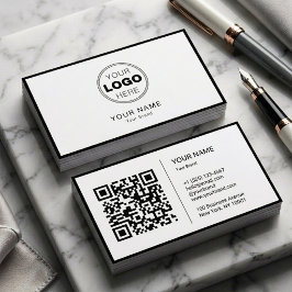 Minimalist Black White Modern QR Code Logo Visitkort